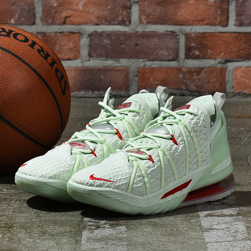 2020 Nike LeBron James 18 Gint Green Red Basketball Shoes - Click Image to Close